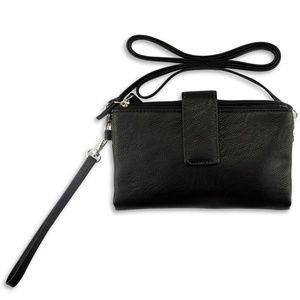 Black Wallet Clutch Wristlet and Crossover 3 In 1